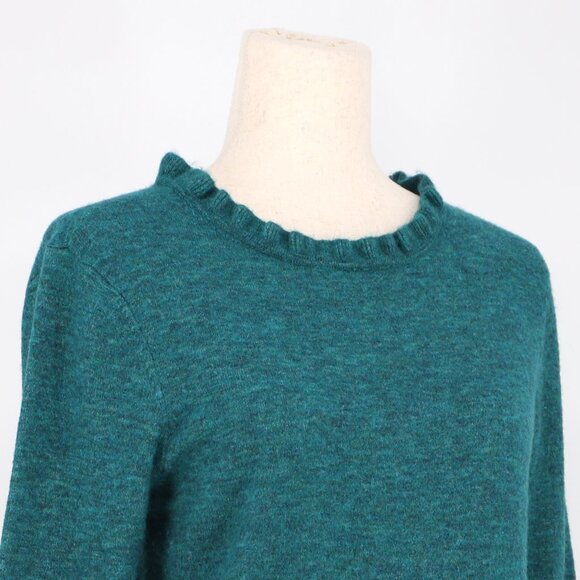 SUNDANCE Ruffle Aileen Sweater in Teal Wool Cashmere Blend Size S - Picture 3 of 6